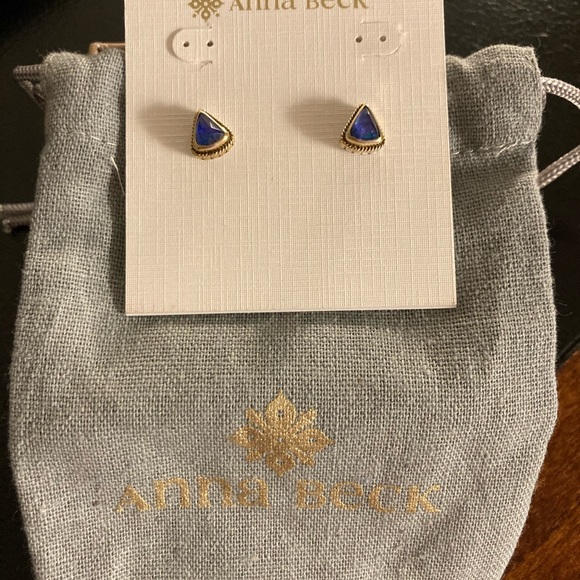 NWT Anna Beck Lapis Gold Earrings - Picture 4 of 8